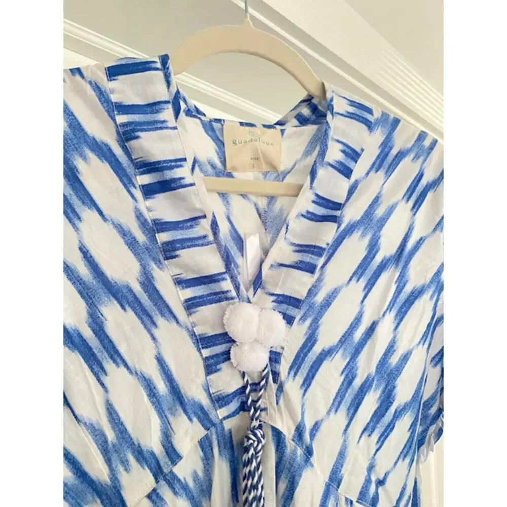 Guadalupe Design Nora Ikat Dress, Cotton, Blue, Large Midi, NWT, SOLD OUT! 183$ - Picture 7 of 9